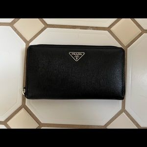 Prada Zip Around Leather Wallet
